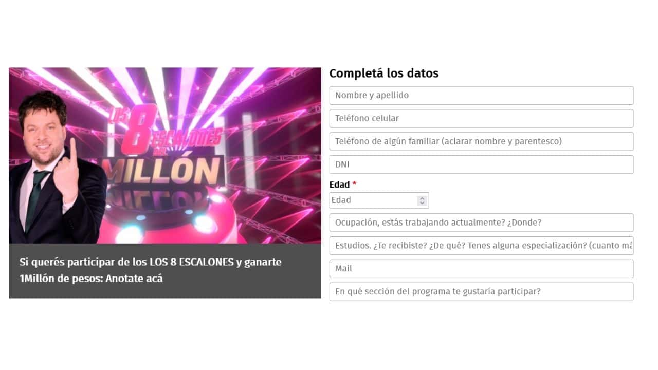 Anotarse en los 8 Escalones del Millon