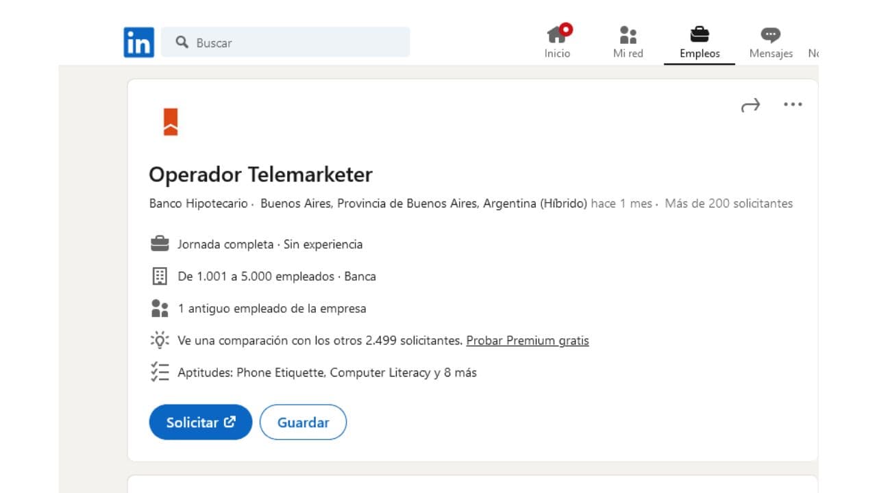 Trabajar de Operador Telemarketer en Banco Hipotecario 