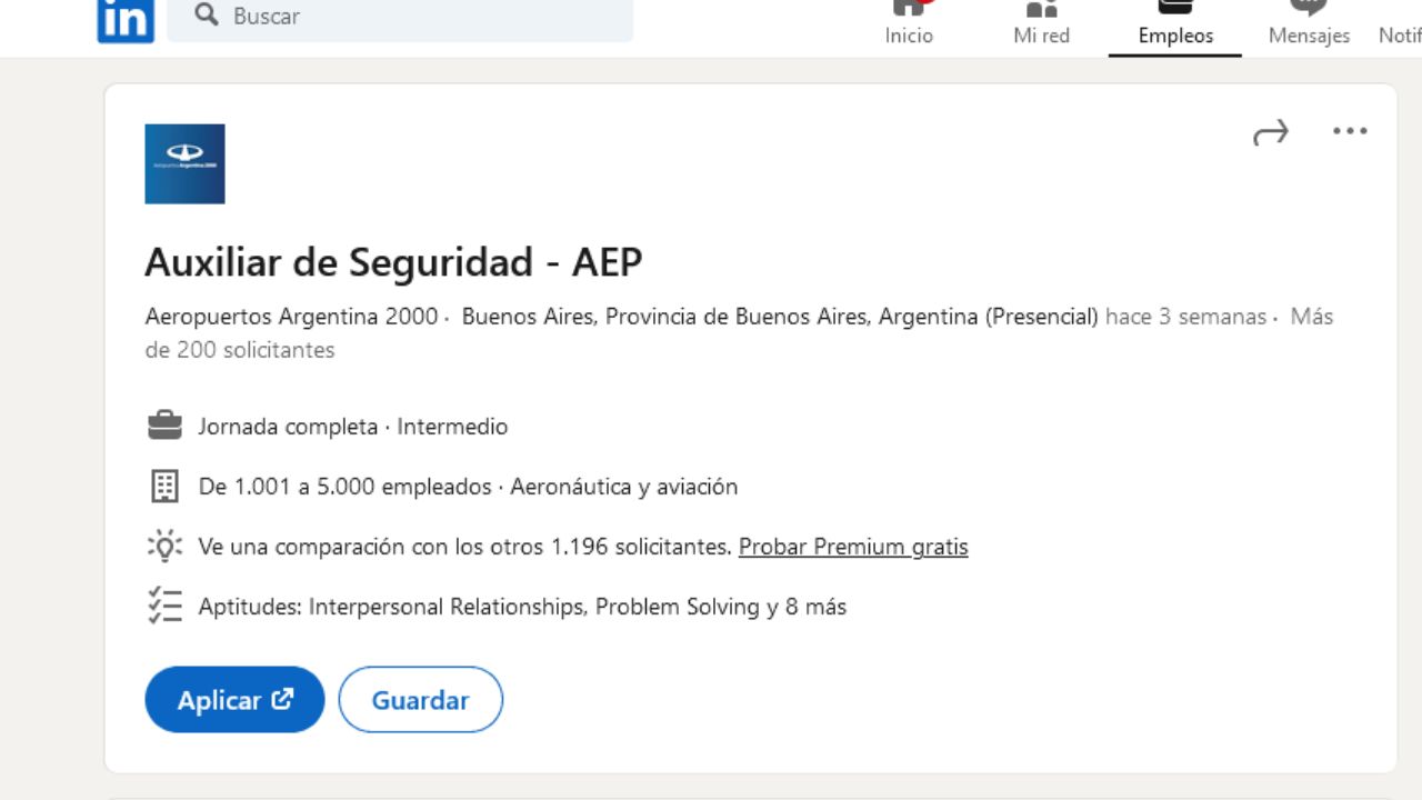 Auxiliar de Seguridad en Aeropuertos Argentina 2000