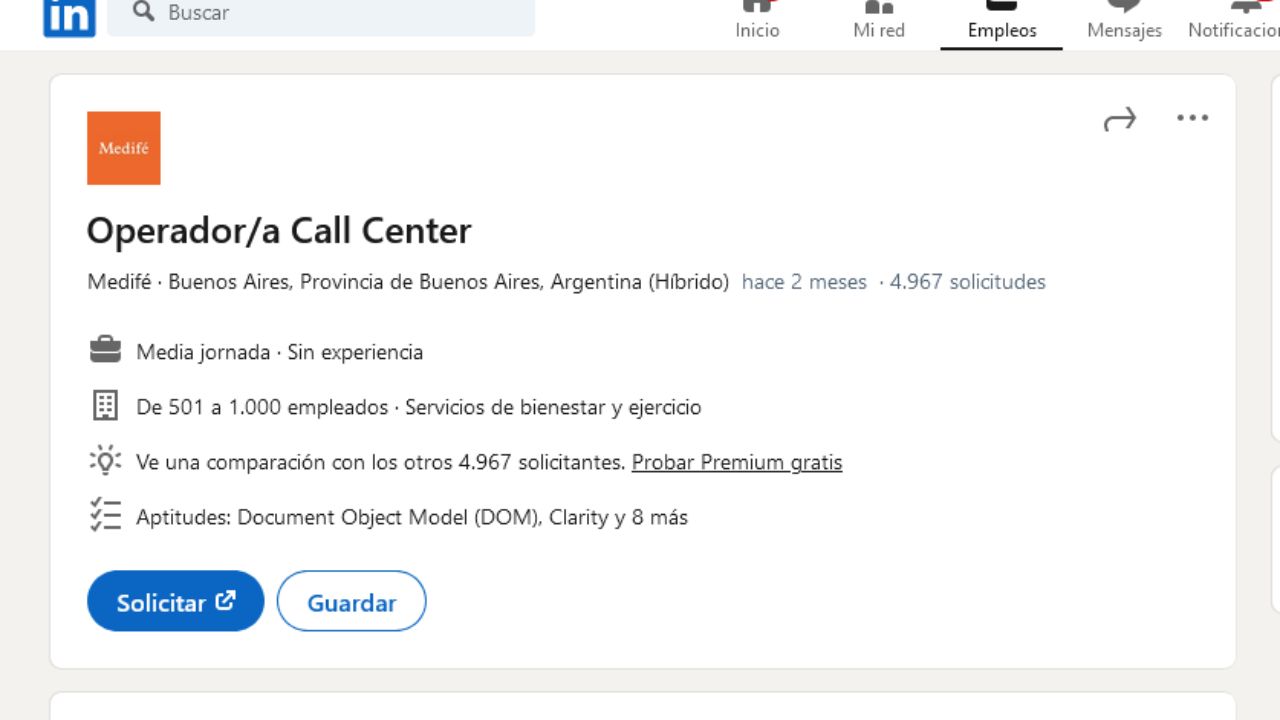 Operador de Call Center en MEDIFE