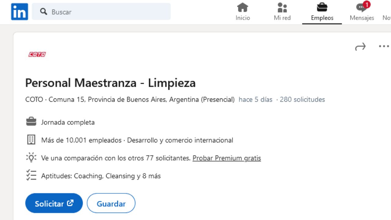 Trabajar en COTO: Personal Maestranza Limpieza